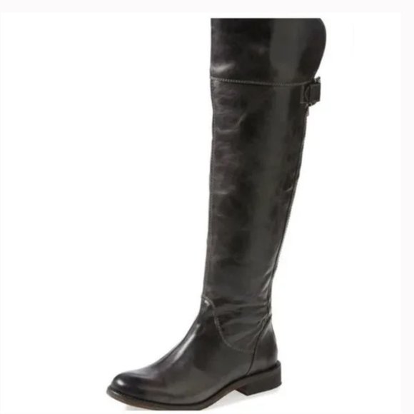 Hinge Over the Knee Leather tall boots In Black Size 7.5 Equestrian Bohemian - Picture 12 of 16